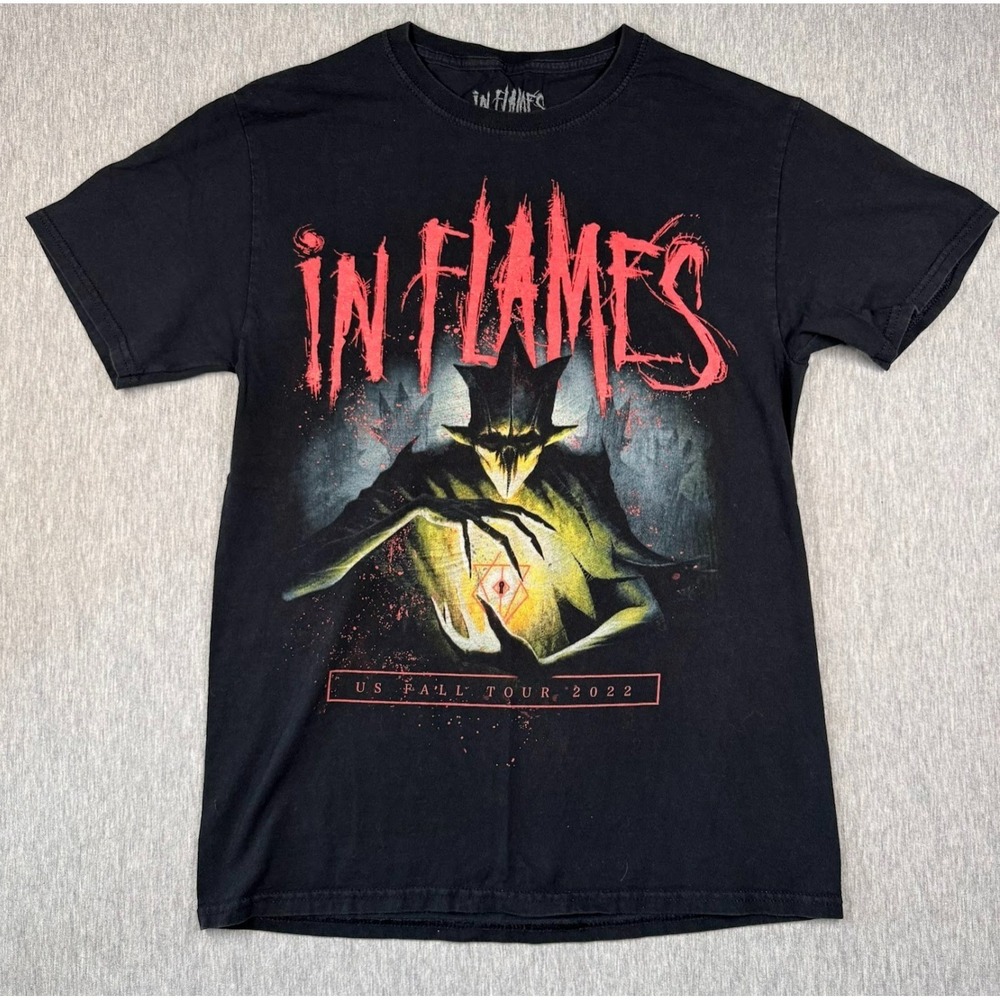 In Flames Tour Shirt 2022 US Fall Tour Black Graphic Tee Metal Band Shirt Small